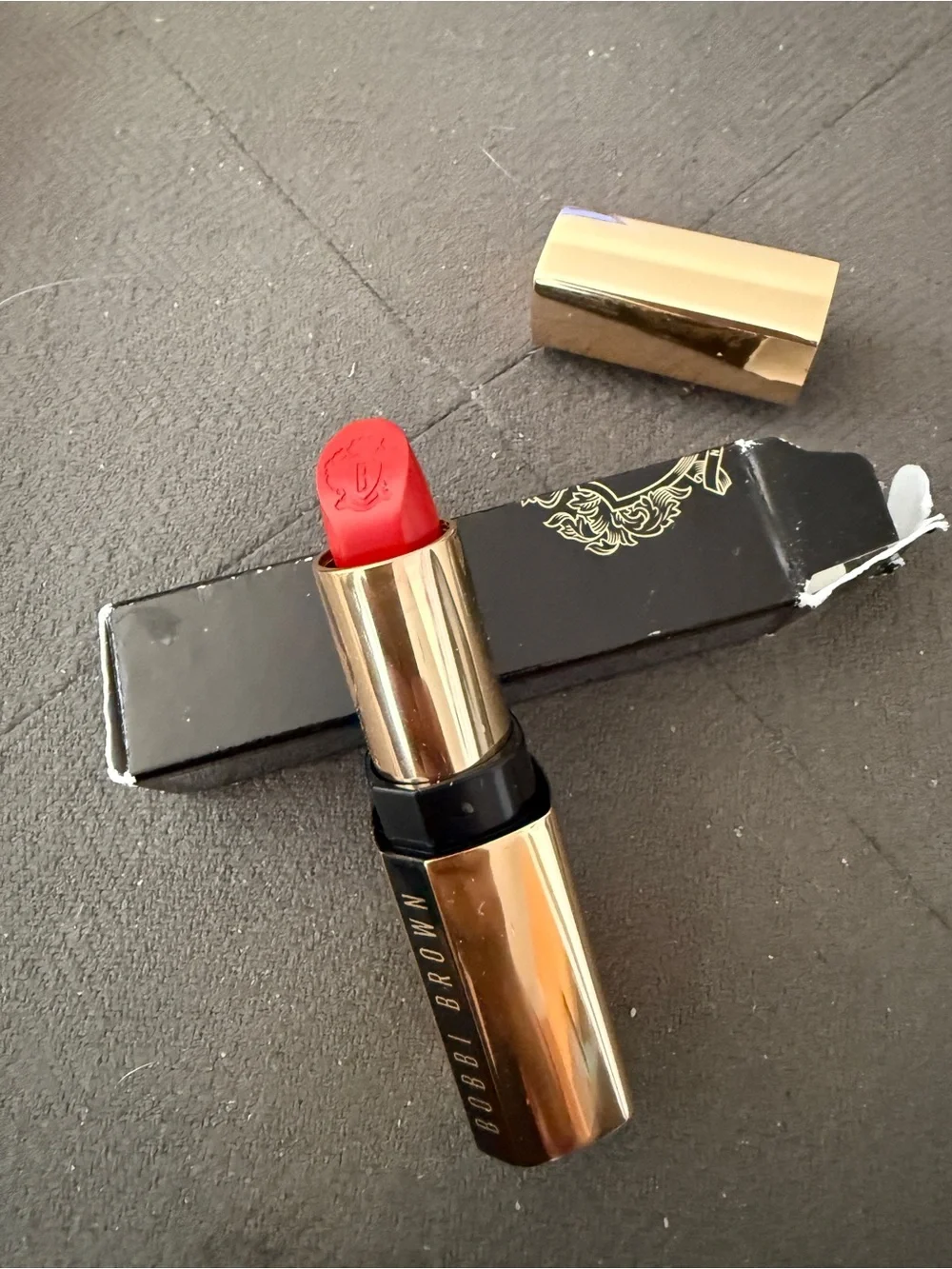 Bobbi Brown Vibrant Red Lipstick in Gold Tube Tango